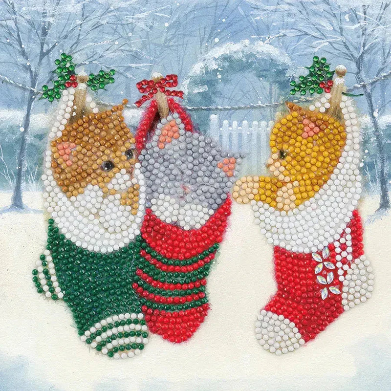 Christmas Kittens Crystal Art Card Kit Craft Buddy - BIG FRENCHIES