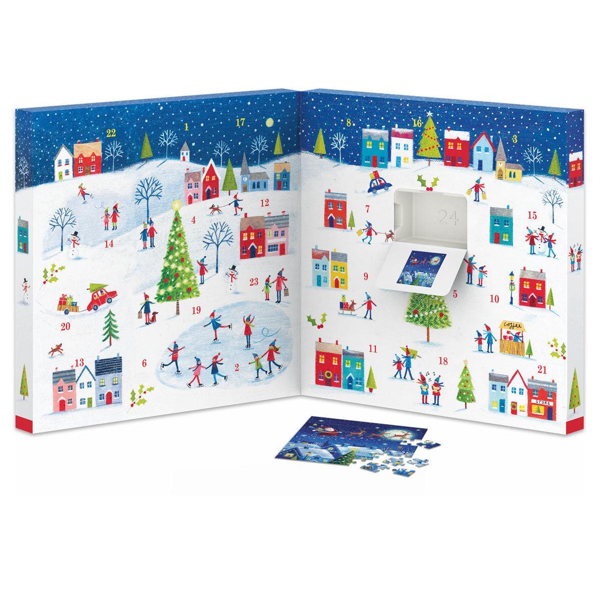 Christmas Town Advent Calendar - 24 Set of 50 Piece Mini Jigsaw Puzzles Eurographics - BIG FRENCHIES