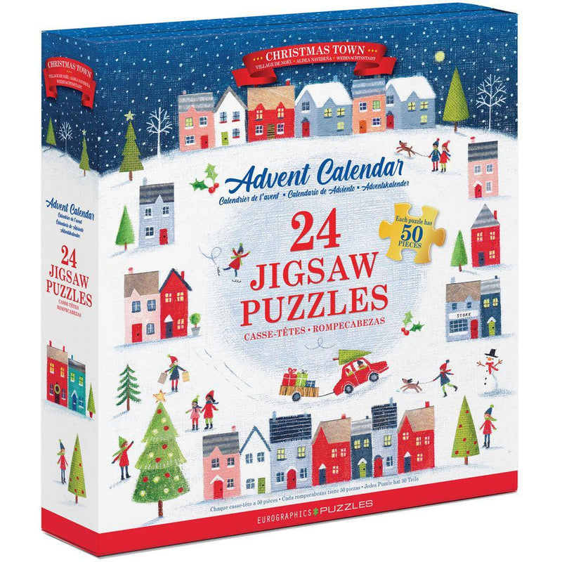 Christmas Town Advent Calendar - 24 Set of 50 Piece Mini Jigsaw Puzzles Eurographics - BIG FRENCHIES