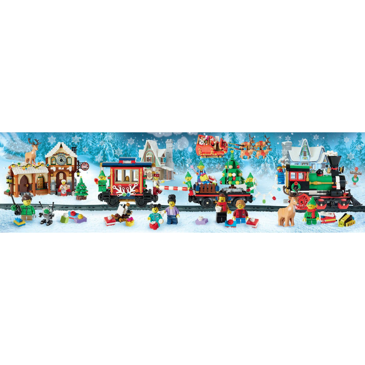Christmas Train LEGO 4 Connecting 100 Piece Jigsaw Puzzles Chronicle
