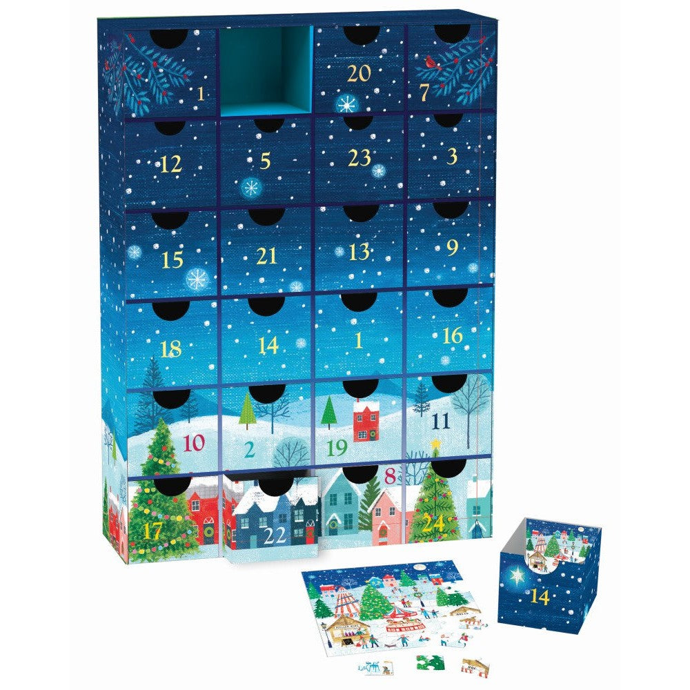 Christmas Village Advent Calendar - 24 Set of 50 Piece Mini Jigsaw Puzzles Eurographics