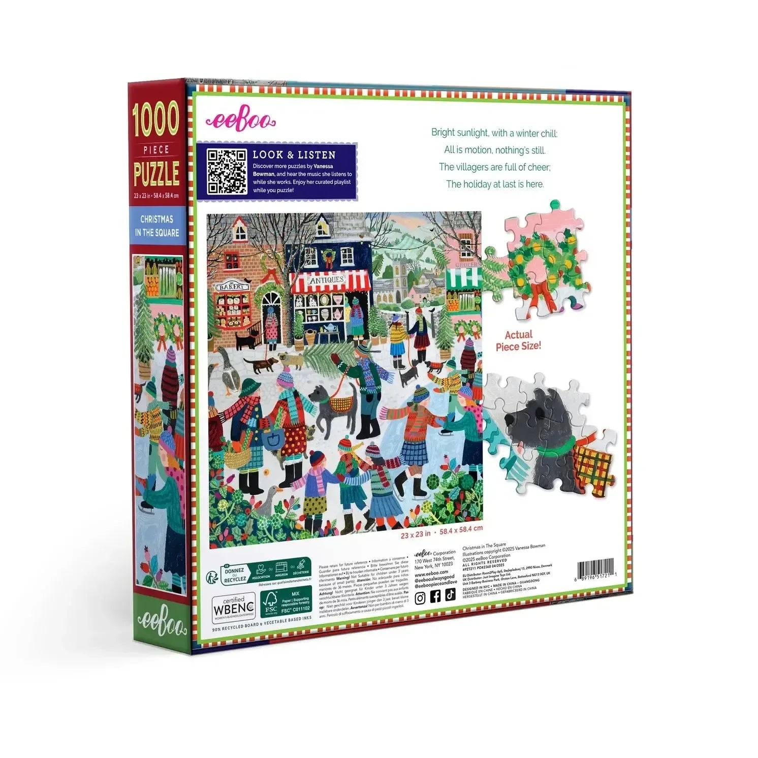Christmas in the Square 1000 Piece Jigsaw Puzzle eeBoo - BIG FRENCHIES