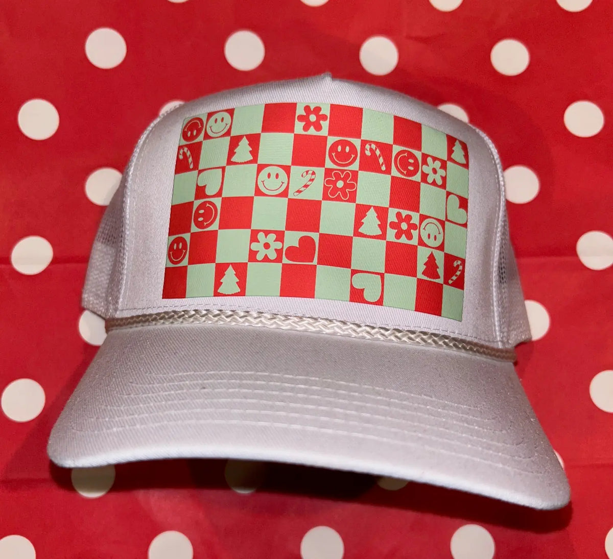 Christmas Checker Pattern Trucker Hat - BIG FRENCHIES