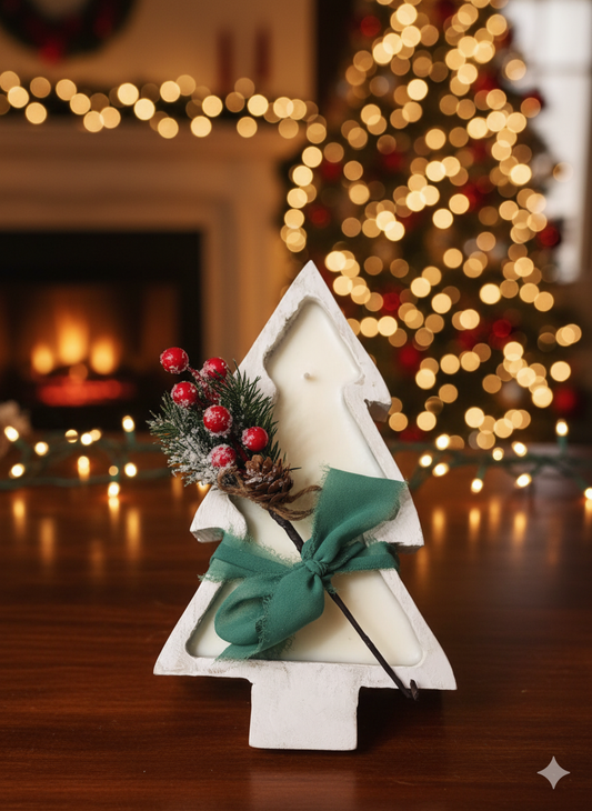 Christmas Tree Candle | Wood Bowl