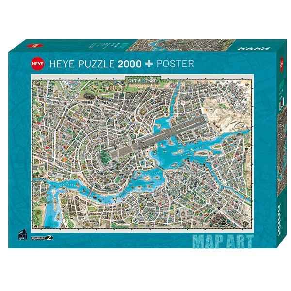 City of Pop Map Art 2000 Piece Jigsaw Puzzle Heye - BIG FRENCHIES