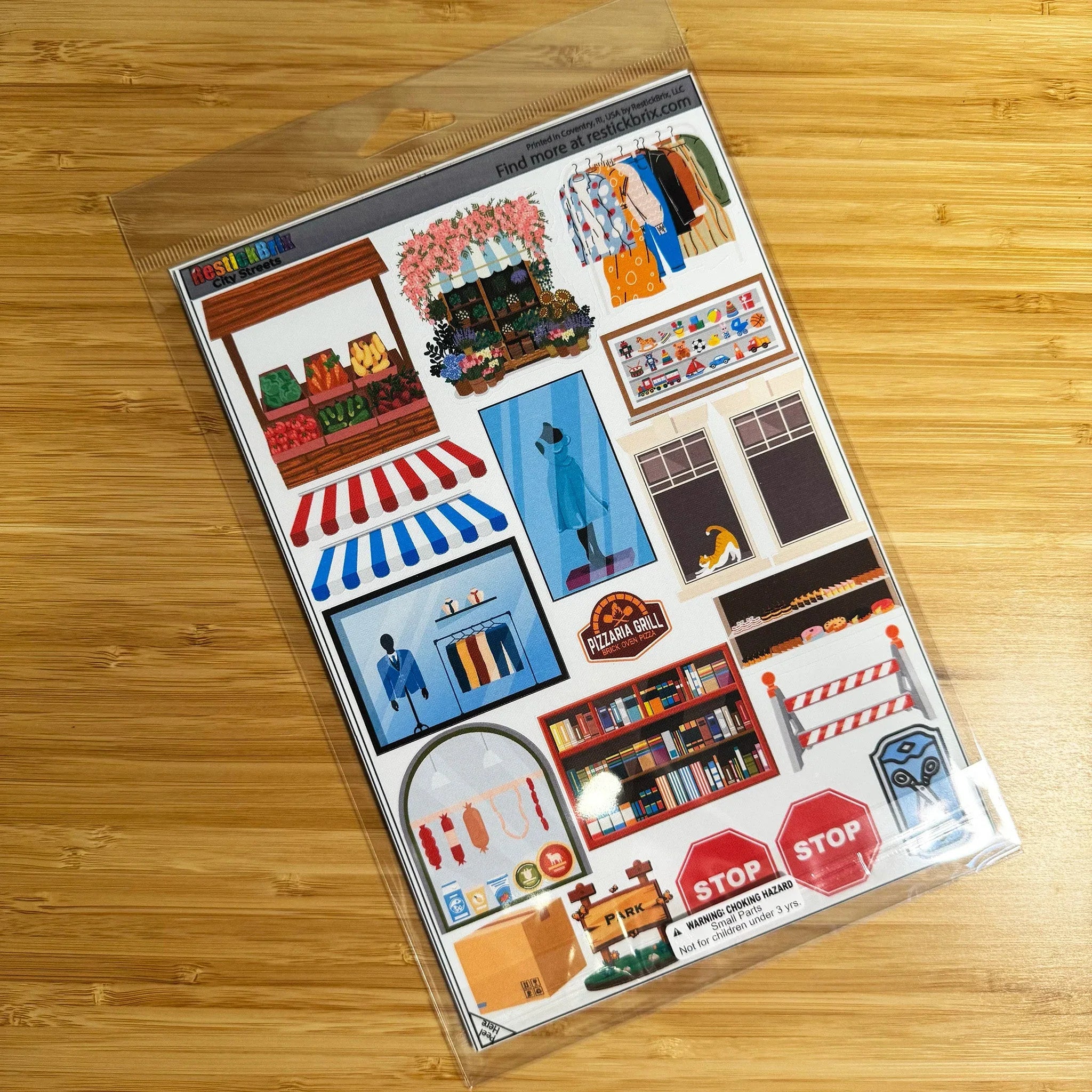 City Streets: Reusable Decals for Customizing Magnetic Tiles, Plastic Bricks, and more - BIG FRENCHIES