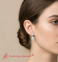Round And Pear Drop Stud Earrings