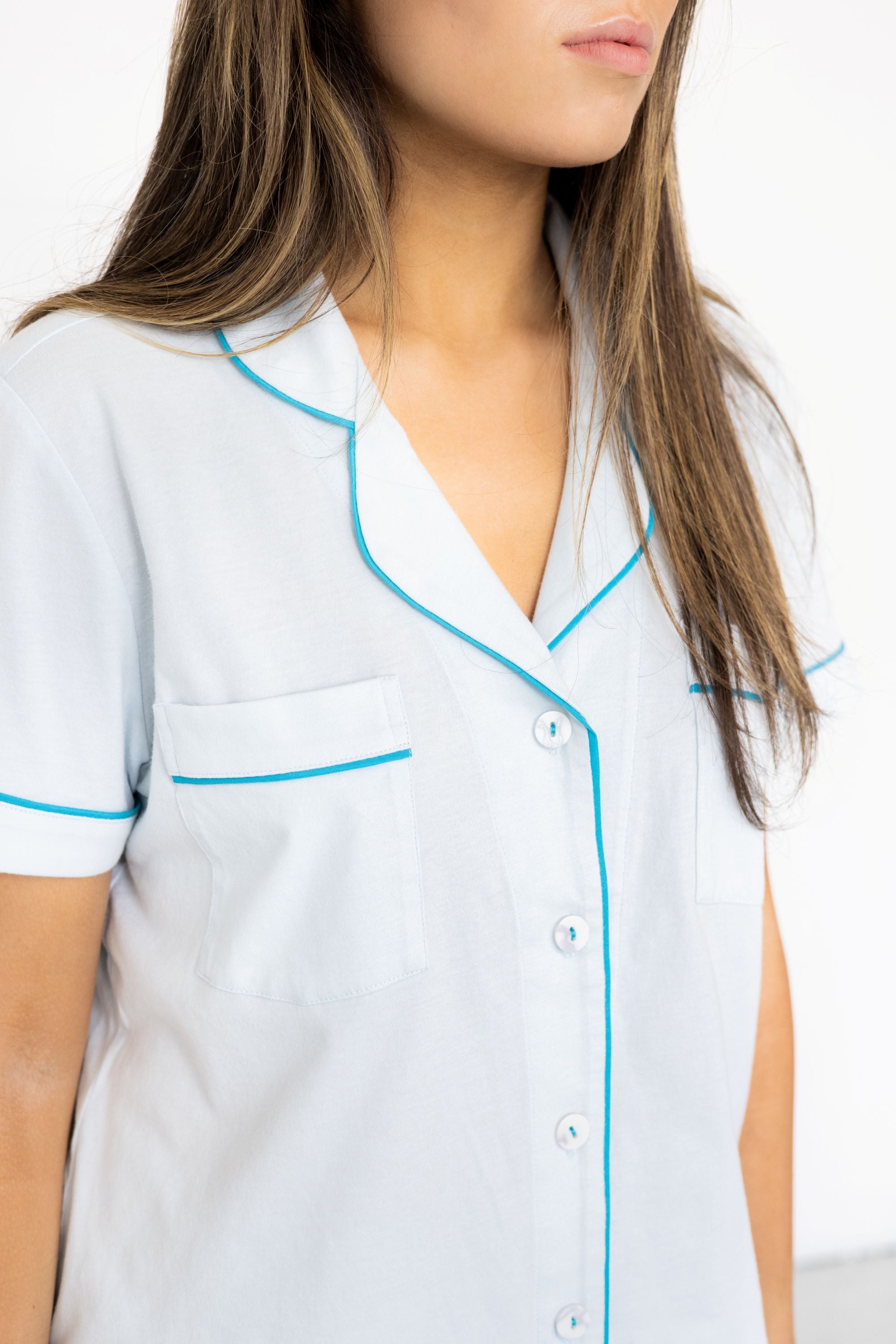 Classic Luxury Shorties Pajamas in Brushed Pima Cotton