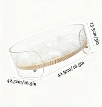 Clear Acrylic Cat Bed with Wooden Base | Modern Living Suite Pet Furniture