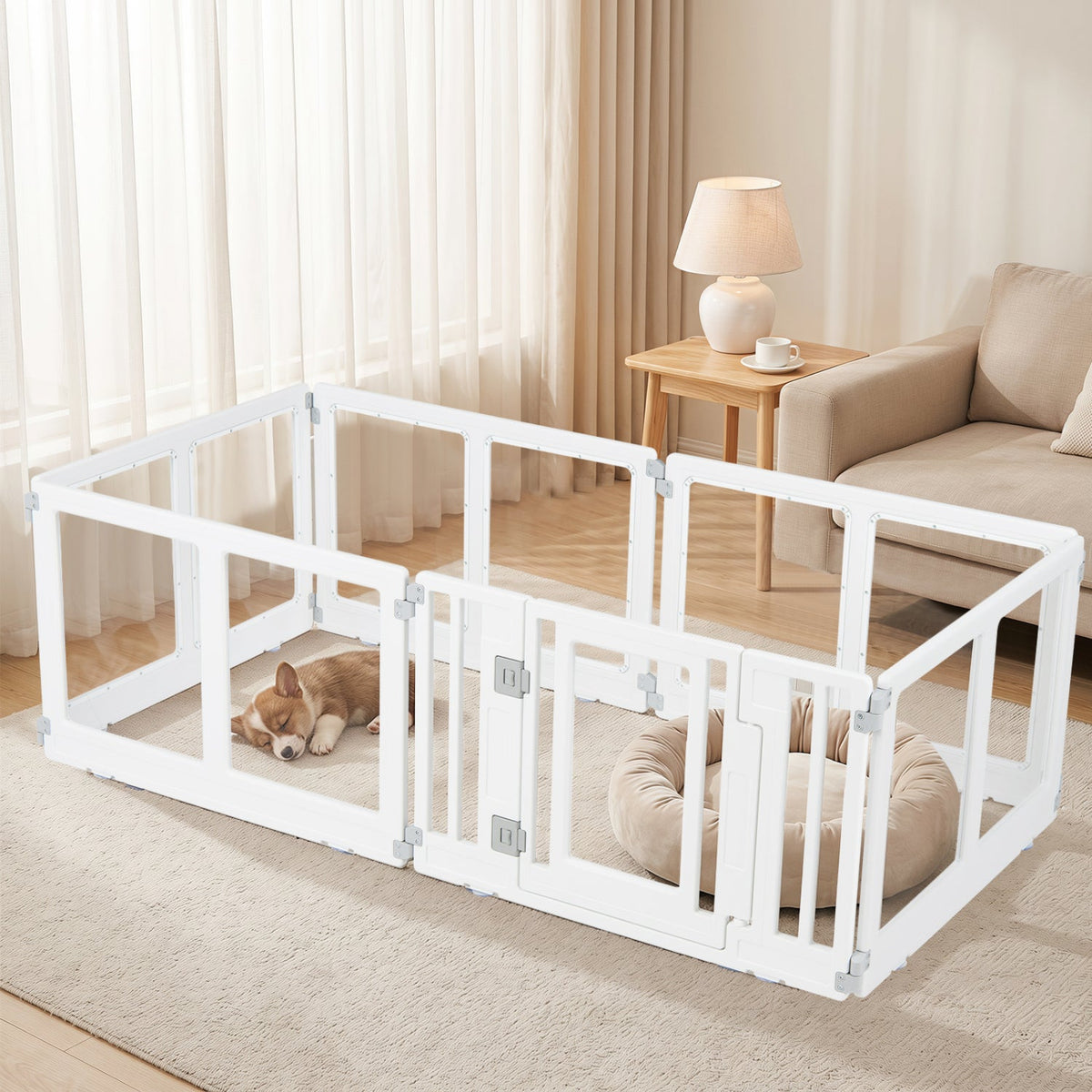 Clear Plastic Dog Playpen with Door - 8 Panel