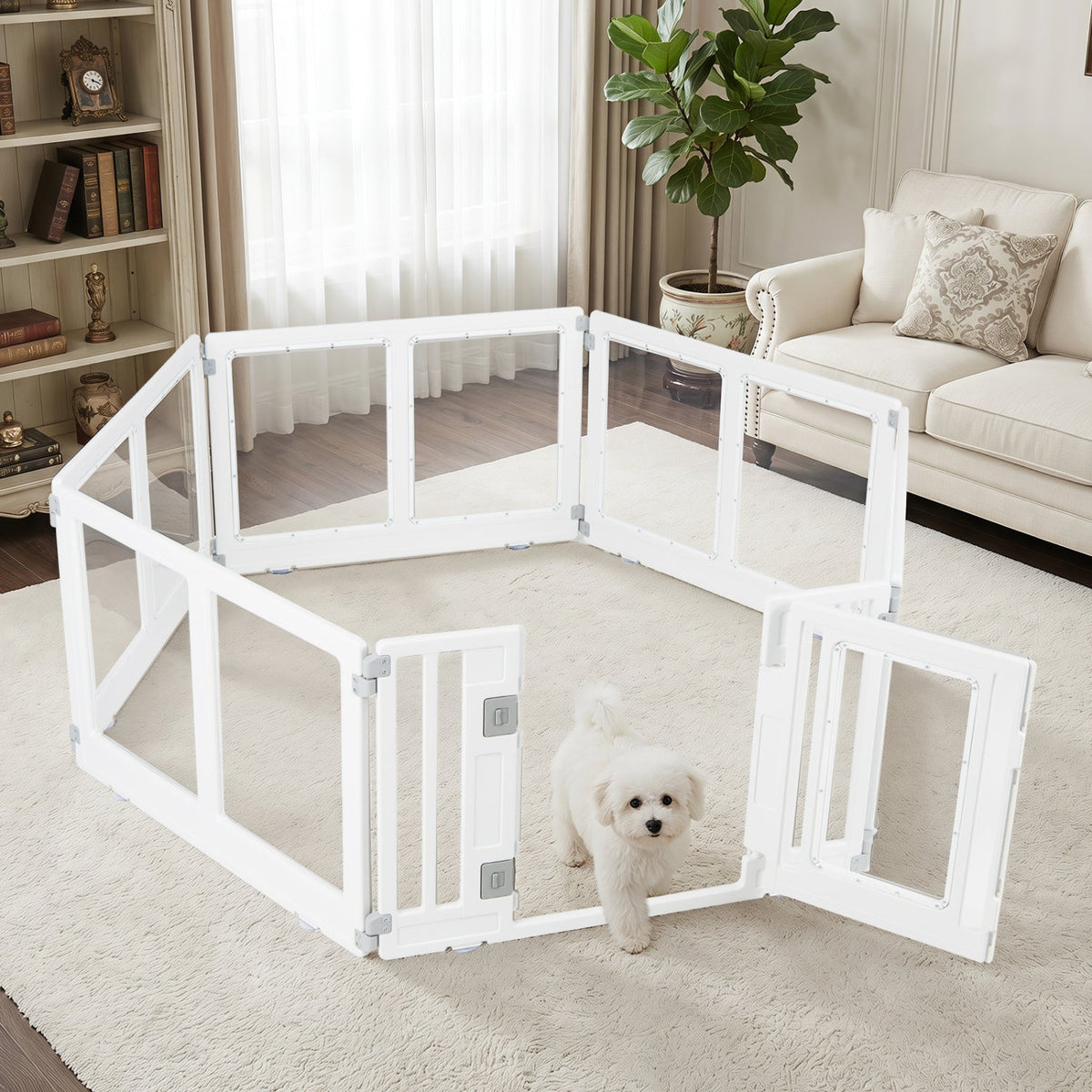 Clear Plastic Dog Playpen with Door - 8 Panel