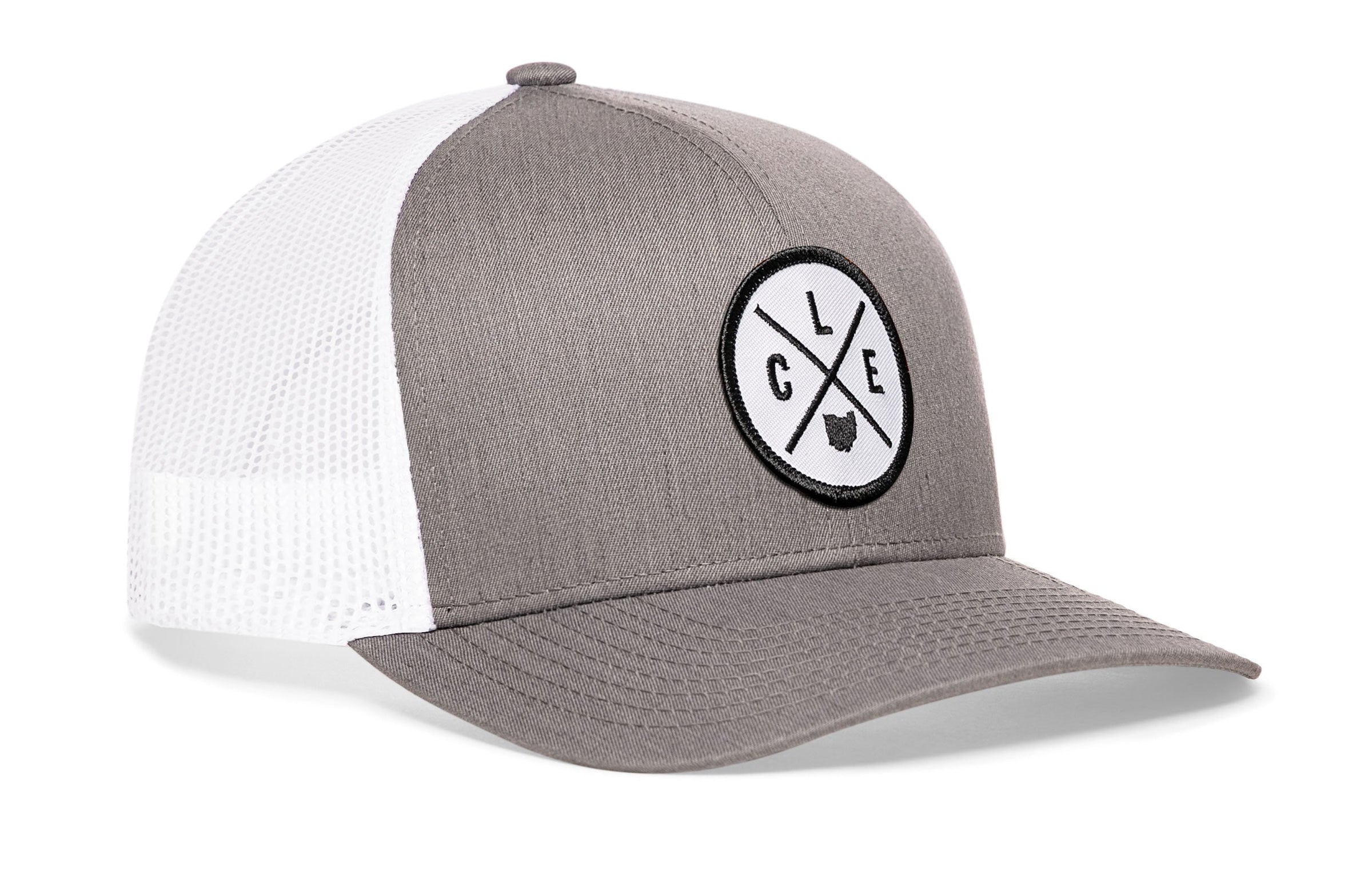 Cleveland Trucker Hat  |  Gray-White CLE X Snapback