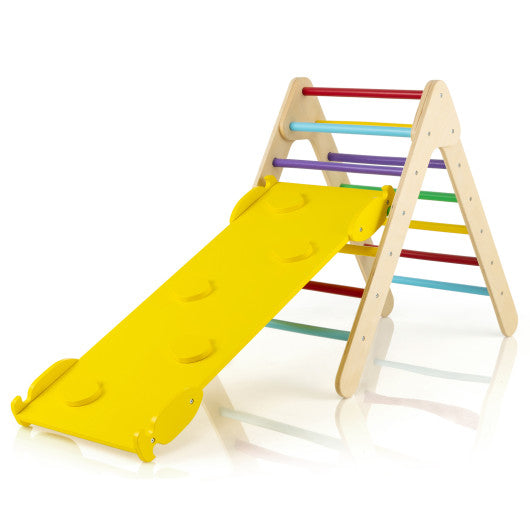 3-in-1 Wooden Climbing Triangle Set Triangle Climber with Ramp-Multicolor - BIG FRENCHIES