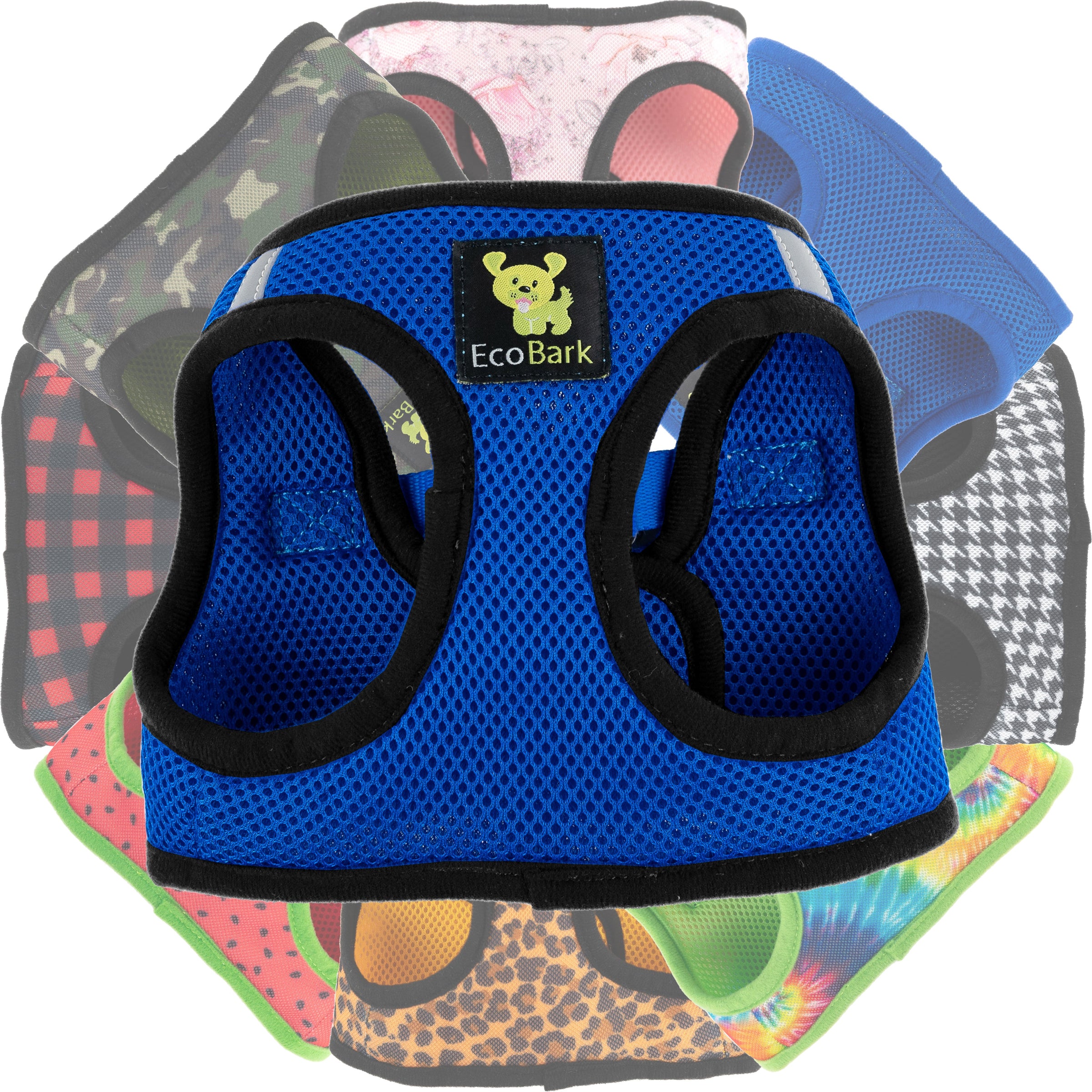 EcoBark Royal Blue Step In Dog Harness - Rapid Fastener Reflective Soft Mesh Vest Halter for XXXS to Small Dogs and Puppies - BIG FRENCHIES