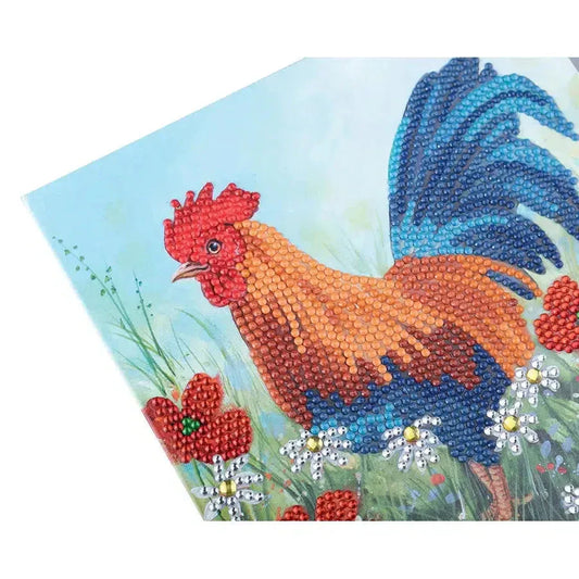 Cockerel in the Field Crystal Art Card Kit Craft Buddy - BIG FRENCHIES
