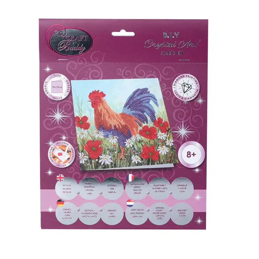 Cockerel in the Field Crystal Art Card Kit Craft Buddy - BIG FRENCHIES
