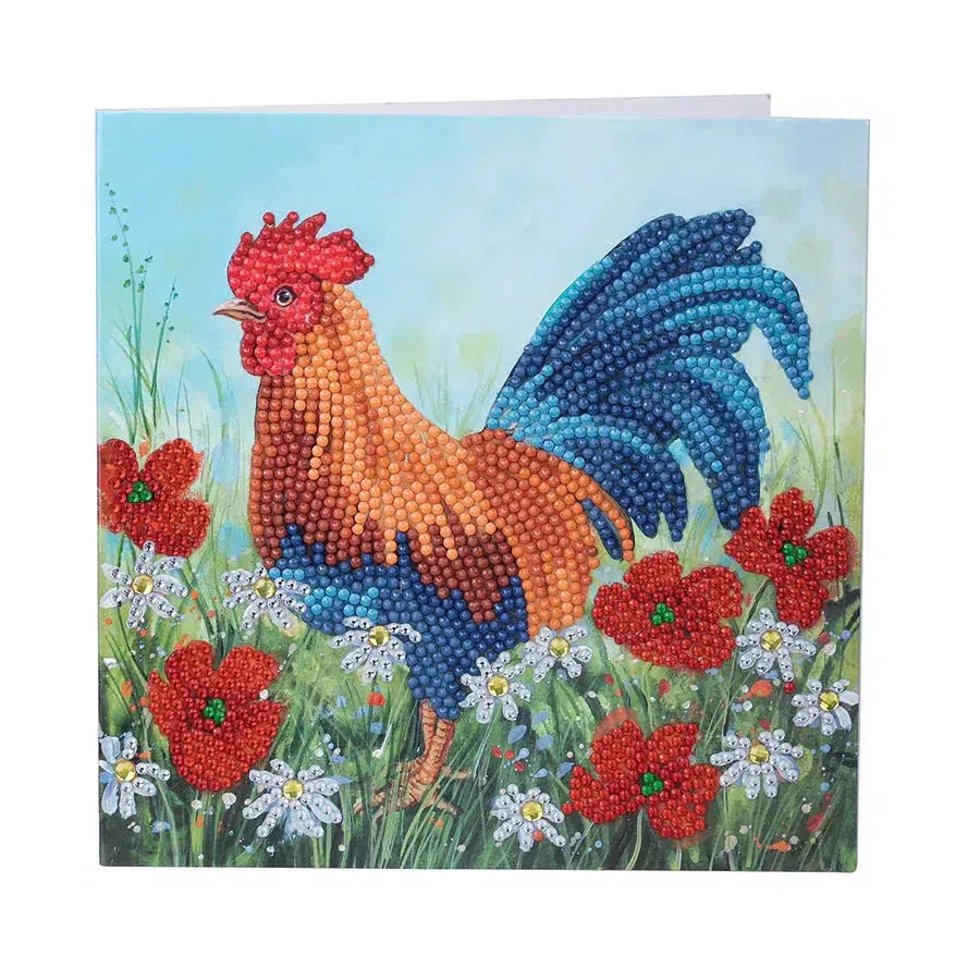 Cockerel in the Field Crystal Art Card Kit Craft Buddy - BIG FRENCHIES