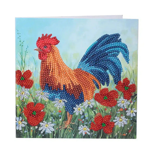 Cockerel in the Field Crystal Art Card Kit Craft Buddy - BIG FRENCHIES