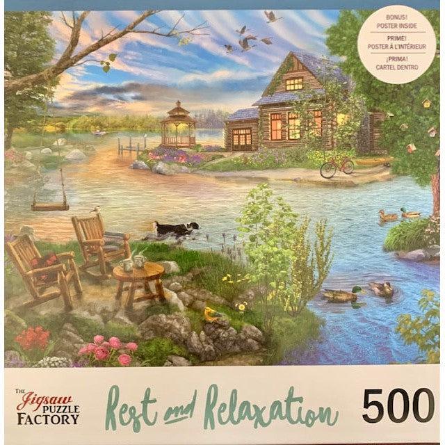 Coffee by the Lake Rest & Relax 500 Piece Jigsaw Puzzle Leap Year - BIG FRENCHIES