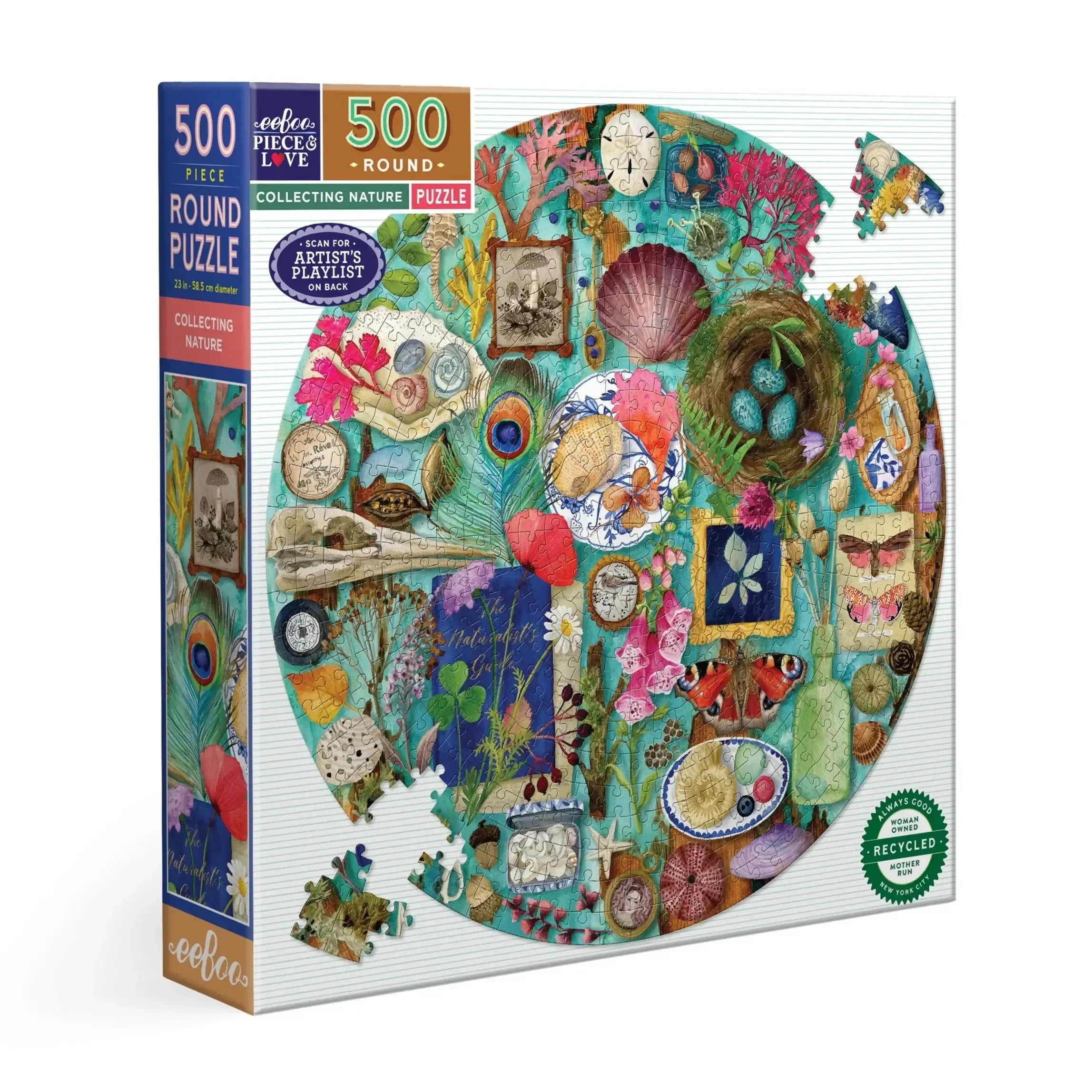 Collecting Nature 500 Piece Round Jigsaw Puzzle eeBoo - BIG FRENCHIES
