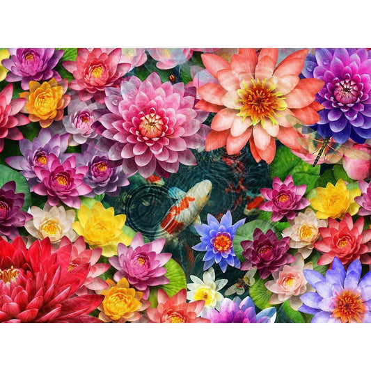 Colorful Koi Pond 1000 Piece Jigsaw Puzzle Springbok - BIG FRENCHIES