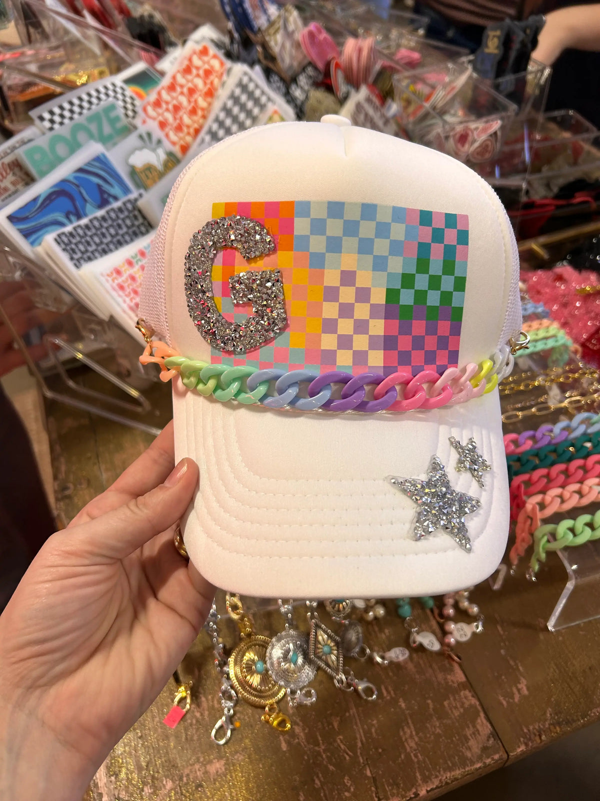 Colorful Checkerboard Pattern Trucker Hat - BIG FRENCHIES