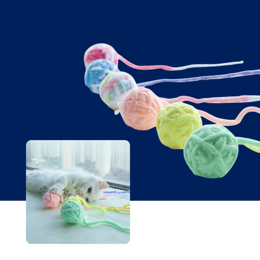 Colorful Yarn Ball Cat Toys with Bell - BIG FRENCHIES