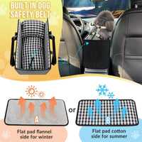 Console Dog Car Seat for Small Dogs, Anti-Slip Booster with Safety Strap
