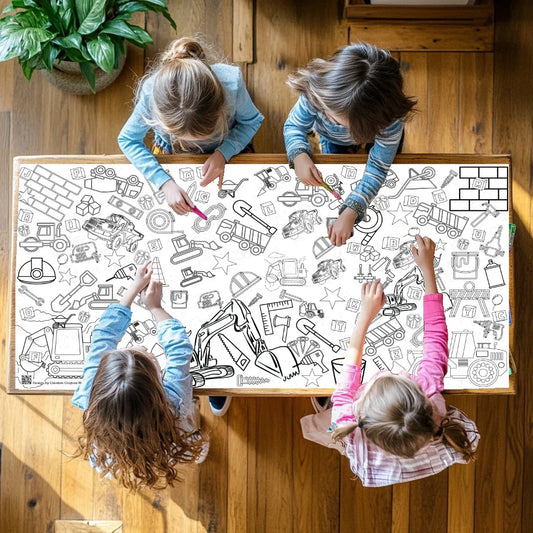 Construction Birthday Coloring Tablecloth - BIG FRENCHIES