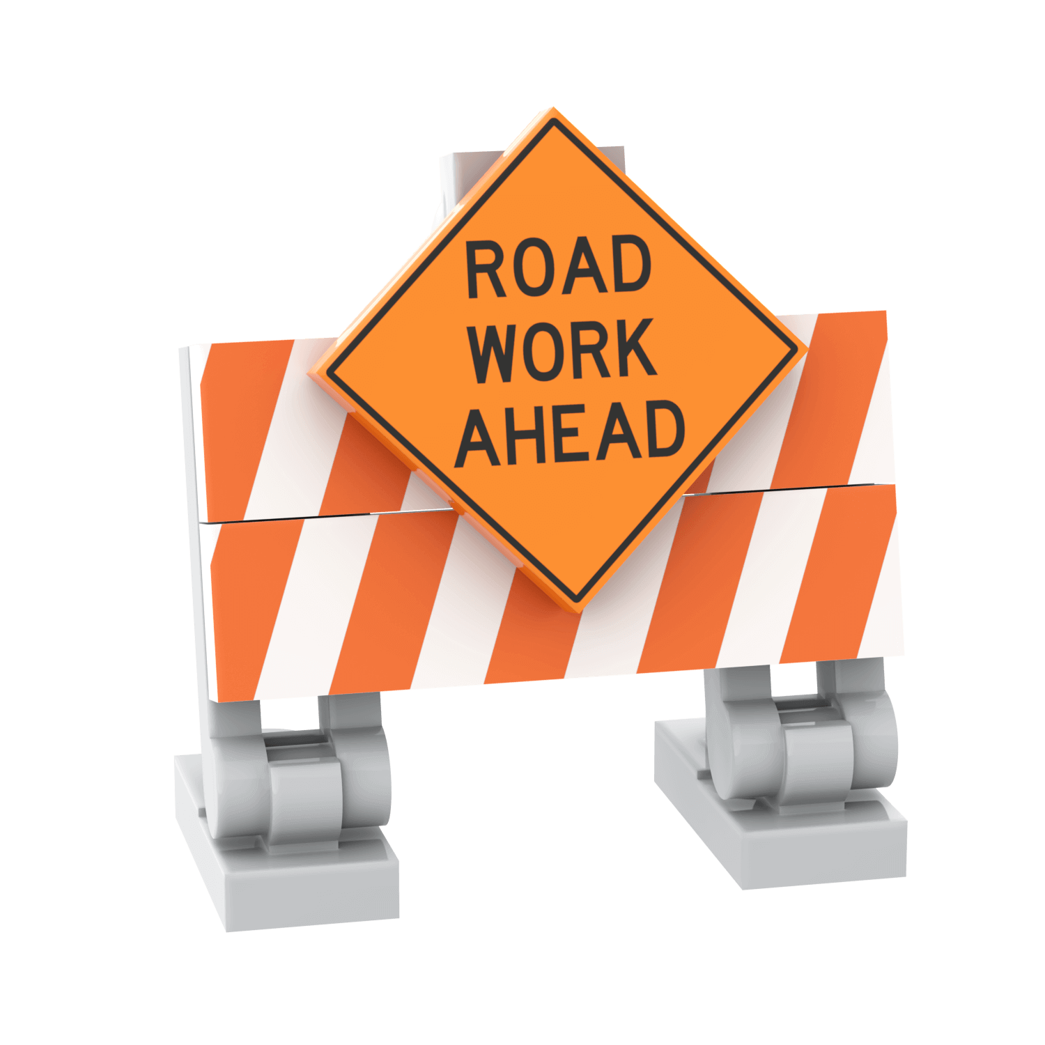 "Road Work Ahead" Construction Barrier - Custom Printed Building Set - Made Using LEGO® Parts
