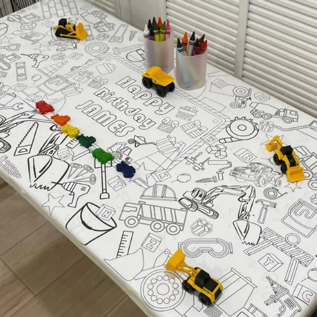 Construction Birthday Coloring Tablecloth - BIG FRENCHIES