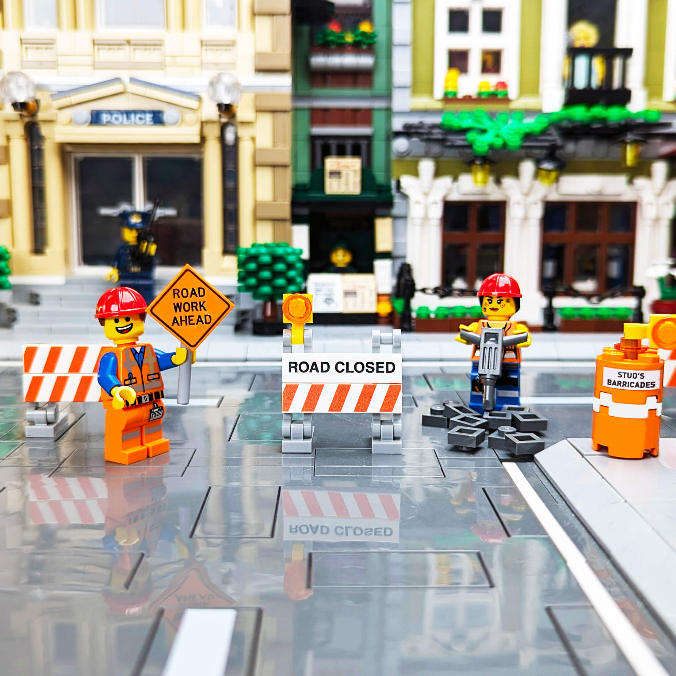"Road Closed" Construction Barrier - Custom Printed Building Set - Made Using LEGO® Parts
