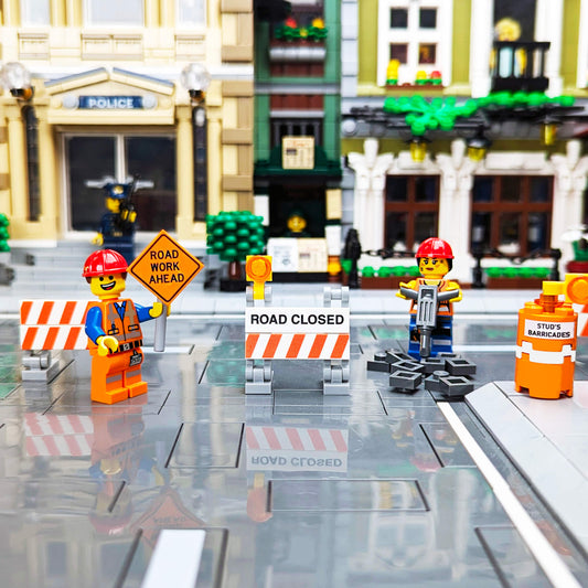 "Road Closed" Construction Barrier - Custom Printed Building Set - Made Using LEGO® Parts