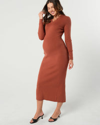 Full Body Ribbed Maternity & Nursing Midi Sweater Dress - BIG FRENCHIES
