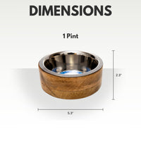 Country Living Stainless Steel Dog Bowl with Cylindrical Mango Wood Holder - BIG FRENCHIES