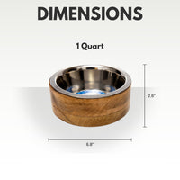 Country Living Stainless Steel Dog Bowl with Cylindrical Mango Wood Holder - BIG FRENCHIES