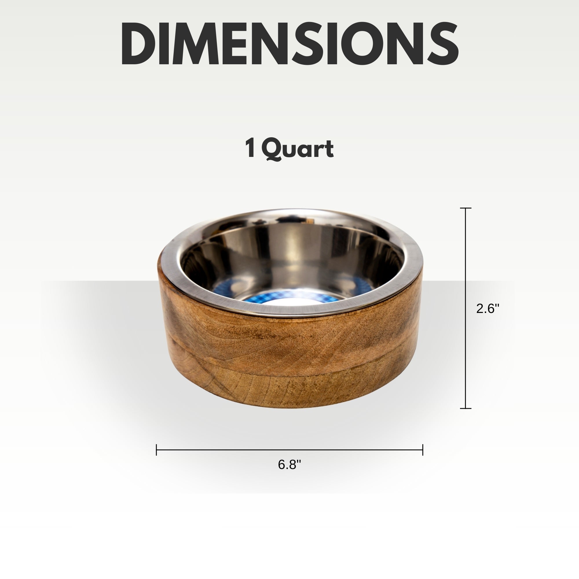 Country Living Stainless Steel Dog Bowl with Cylindrical Mango Wood Holder - BIG FRENCHIES