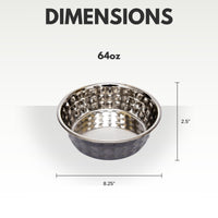 Country Living Set of 2 Hammered Stainless Steel Dog Bowls – Black Pearl - BIG FRENCHIES