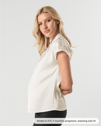 Short Sleeve Satin Maternity Shell Top with Concealed Nursing Zip - BIG FRENCHIES