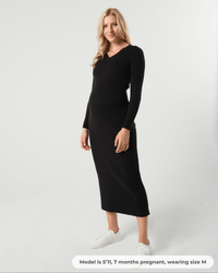 Full Body Ribbed Maternity & Nursing Midi Sweater Dress - BIG FRENCHIES