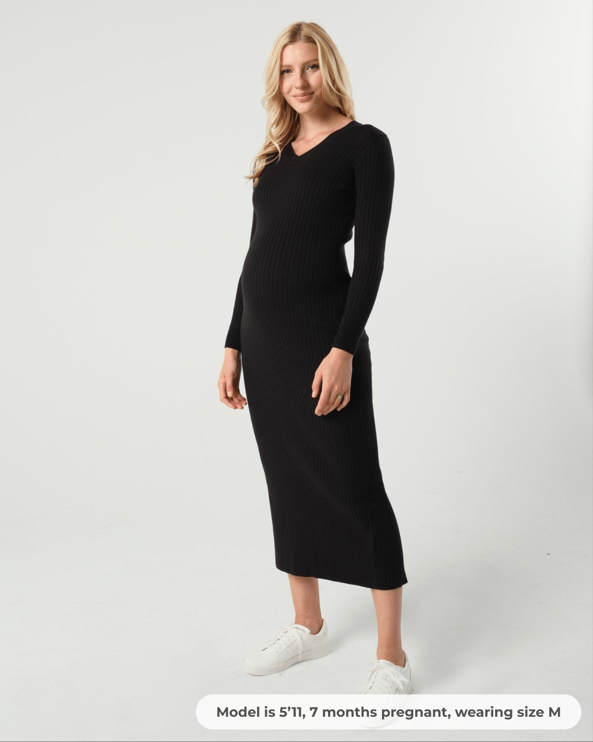 Full Body Ribbed Maternity & Nursing Midi Sweater Dress - BIG FRENCHIES