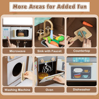 Corner Kitchen Toys with Lights and Sounds with Pull-out Trash Can and Stoves