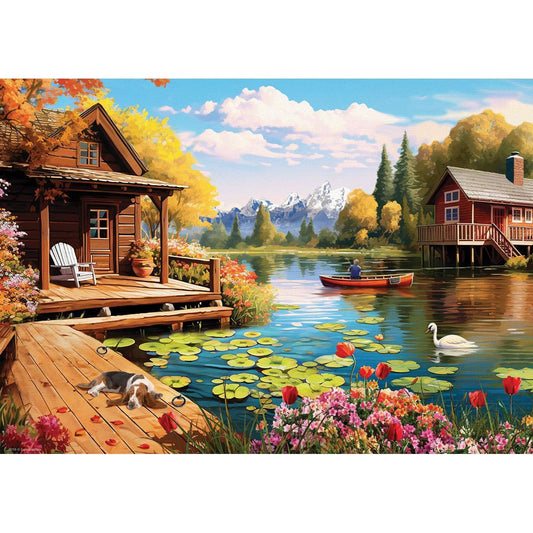 Cottage by the Lake 24 Connecting Pieces Jigsaw Puzzle Eurographics - BIG FRENCHIES