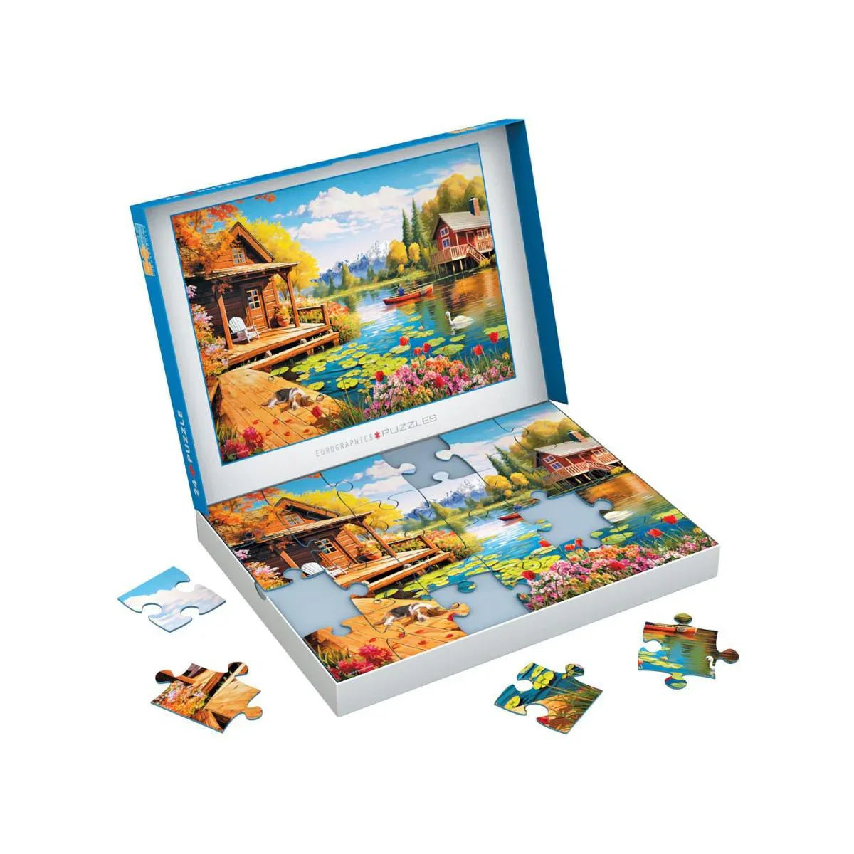 Cottage by the Lake 24 Connecting Pieces Jigsaw Puzzle Eurographics - BIG FRENCHIES