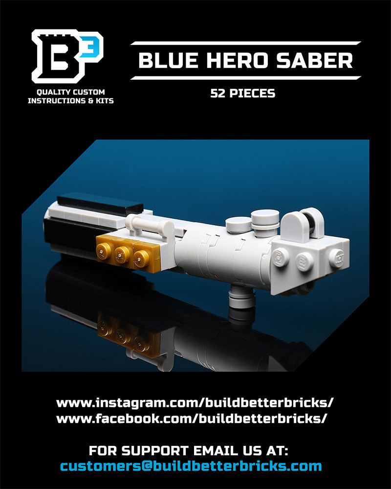 Luke's Blue Lightsaber Building Kit made using LEGO parts - B3 Customs-Custom LEGO Kit-BIG FRENCHIES-B3 Customs