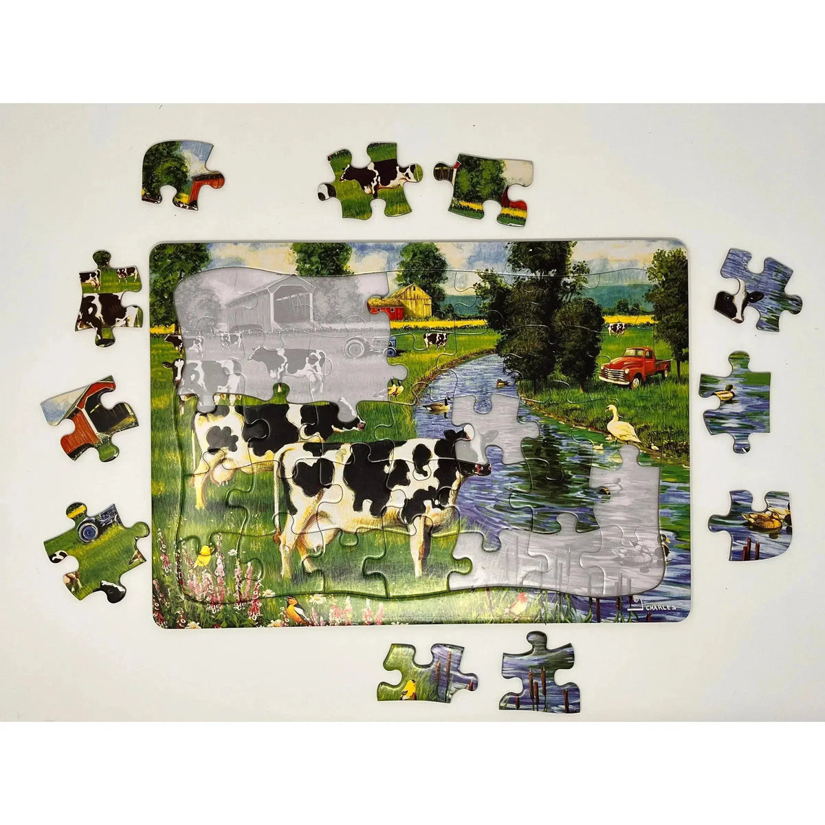 Cow Stream 35 Piece Tray Jigsaw Puzzle Cobble Hill - BIG FRENCHIES
