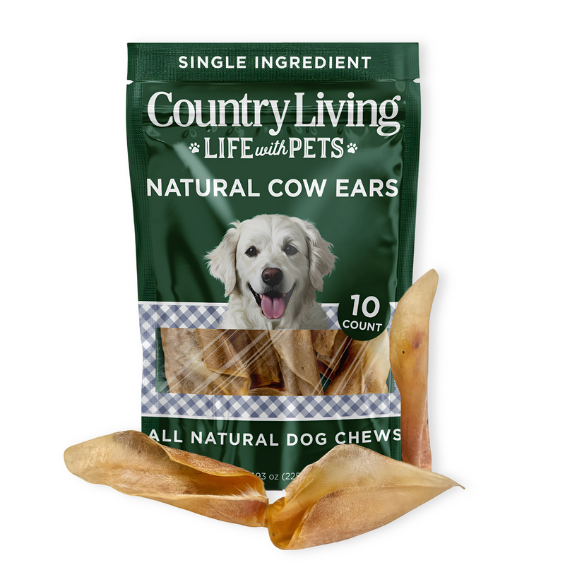 Country Living Natural Cow Ears Dog Chews – 10 Count Bag – All-Natural, Single-Ingredient, Long-Lasting Dog Chews – High-Protein, Low-Fat, Rawhide-Free – Supports Dental Health - BIG FRENCHIES