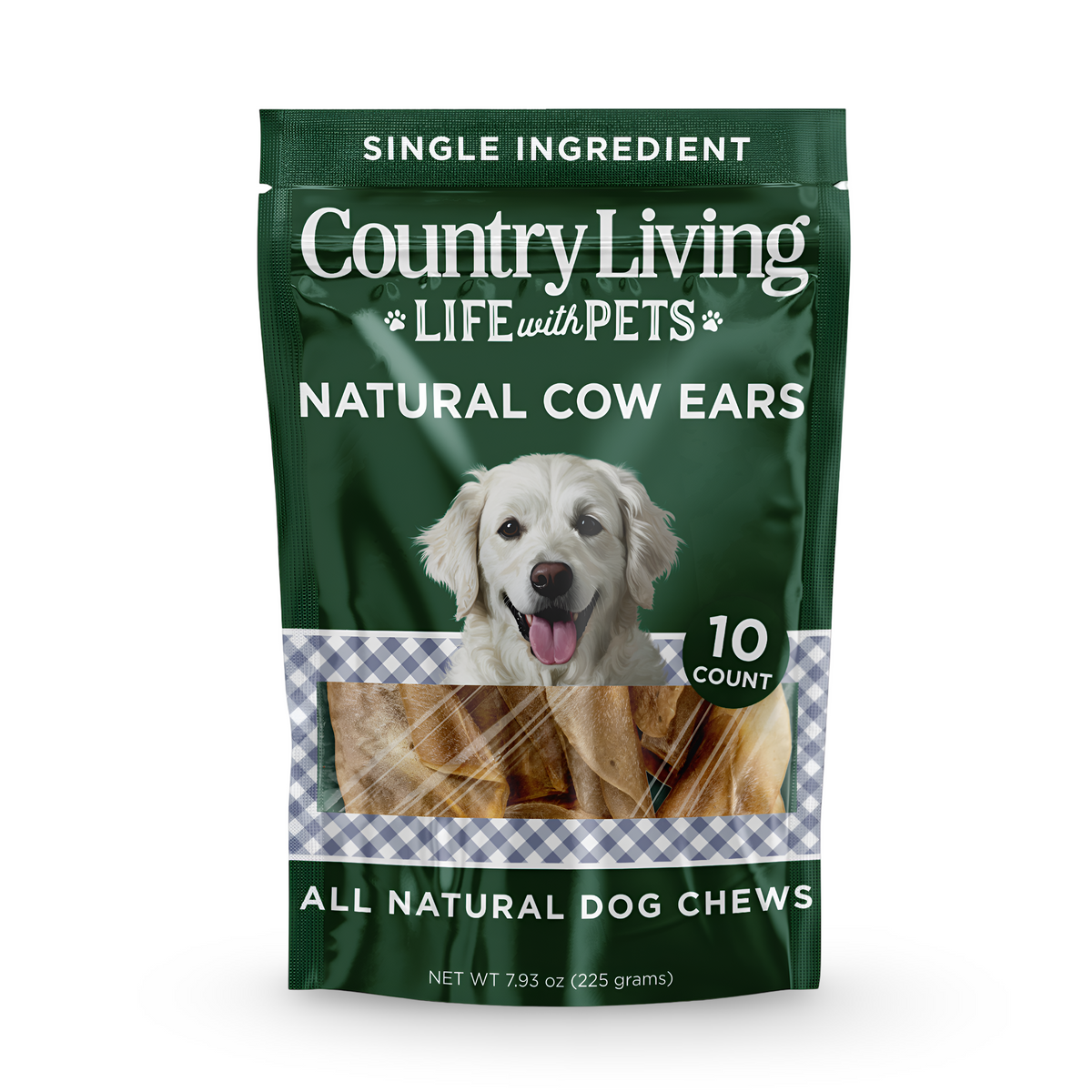 Country Living Natural Cow Ears Dog Chews – 10 Count Bag – All-Natural, Single-Ingredient, Long-Lasting Dog Chews – High-Protein, Low-Fat, Rawhide-Free – Supports Dental Health - BIG FRENCHIES