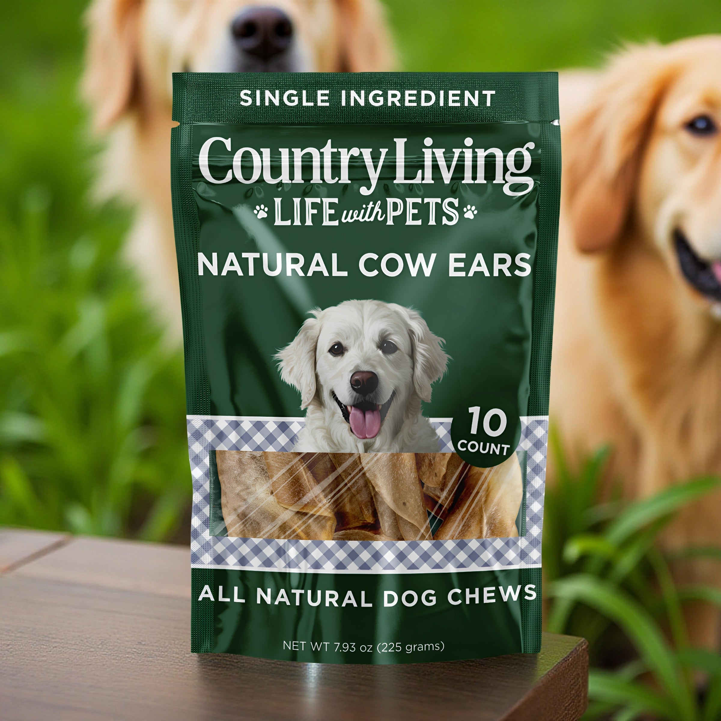 Country Living Natural Cow Ears Dog Chews – 10 Count Bag – All-Natural, Single-Ingredient, Long-Lasting Dog Chews – High-Protein, Low-Fat, Rawhide-Free – Supports Dental Health - BIG FRENCHIES