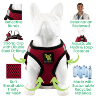 EcoBark Burgundy Step In Dog Harness - Reflective Soft Mesh Harness for Teacup, Small Dogs, and Puppies - BIG FRENCHIES